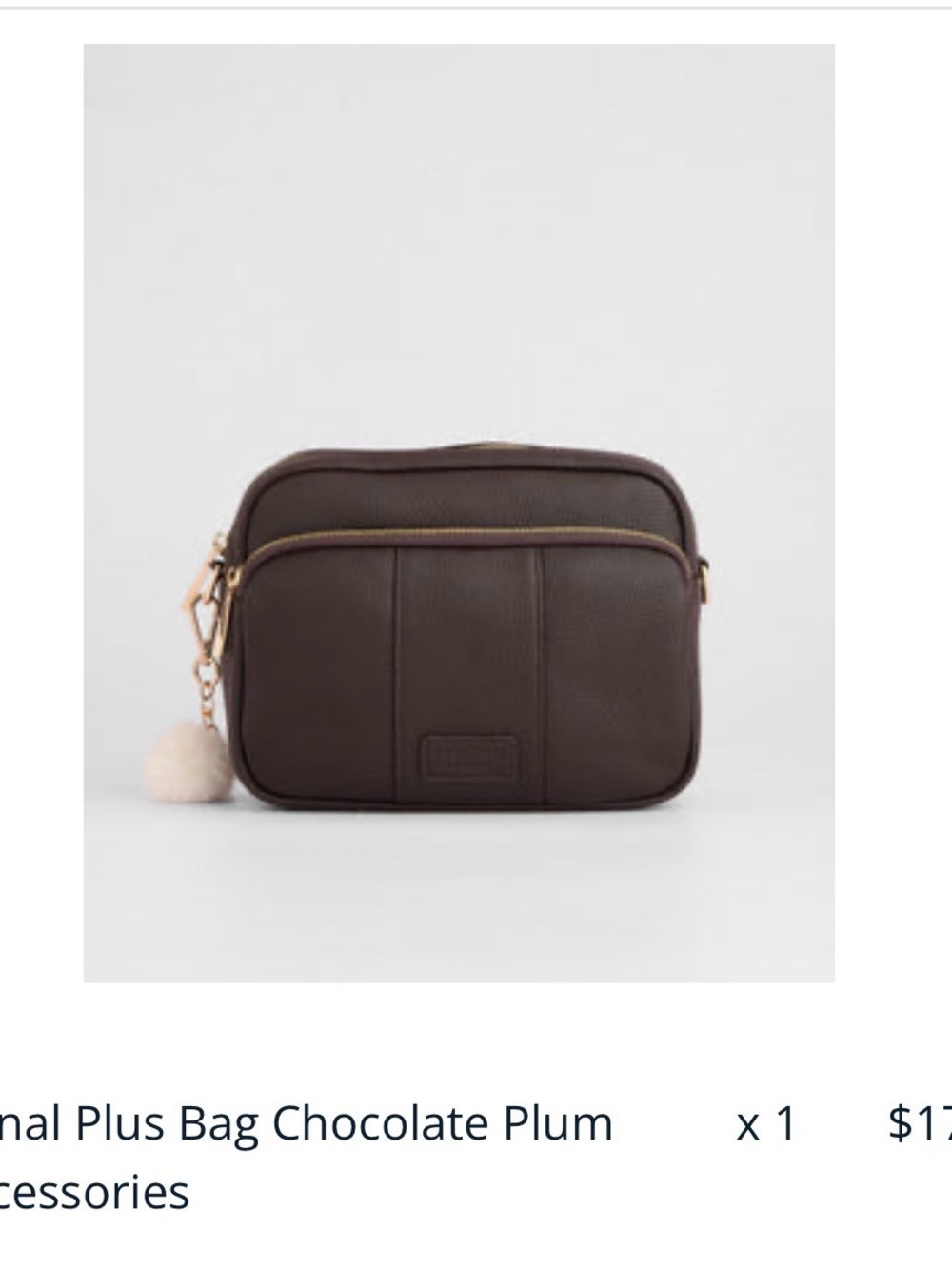 Chocolate Plum Crossbody Bag - Pom Pom London